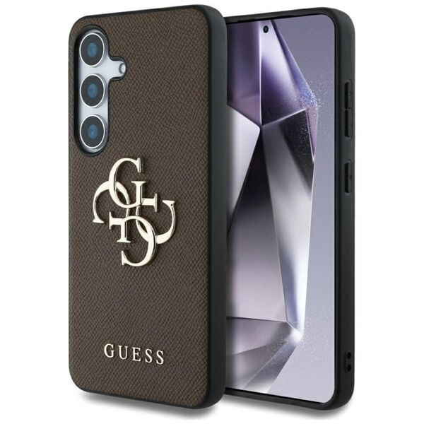 Guess Grained Big 4G Logo Small Classic Logo case for Samsung Galaxy S25 brown