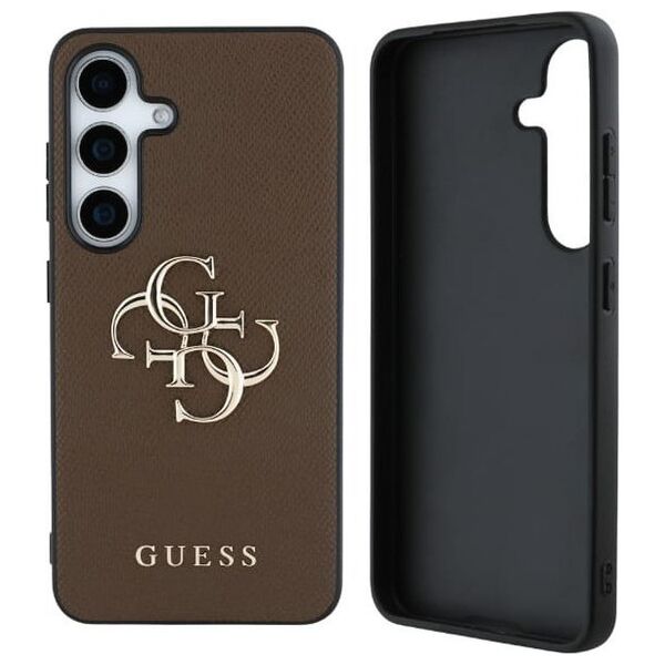 Guess Grained Big 4G Logo Small Classic Logo case for Samsung Galaxy S25 brown