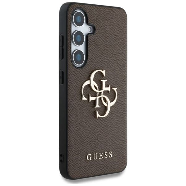 Guess Grained Big 4G Logo Small Classic Logo case for Samsung Galaxy S25 brown