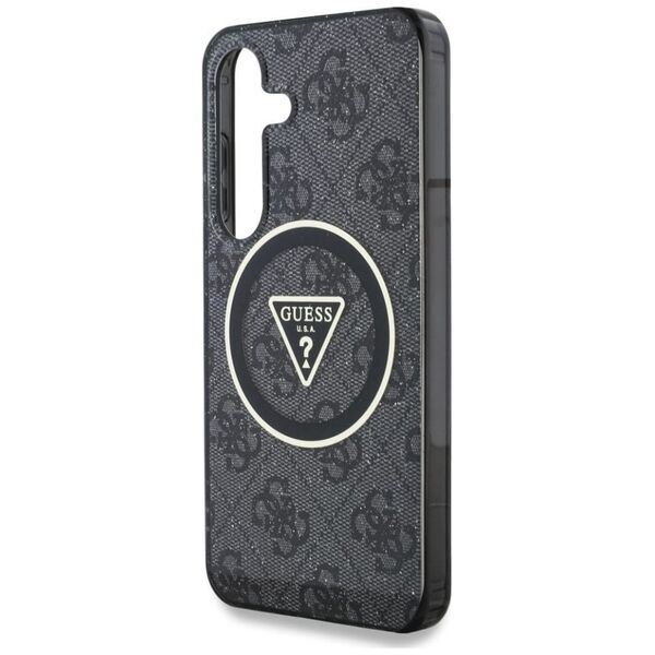 Guess 4G Glitter Triangle Buttons MagSafe case for Samsung Galaxy S25 black