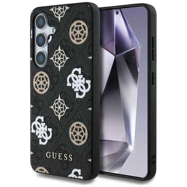Guess 4G Printed Colored Peony Pattern MagSafe case for Samsung Galaxy S25 black