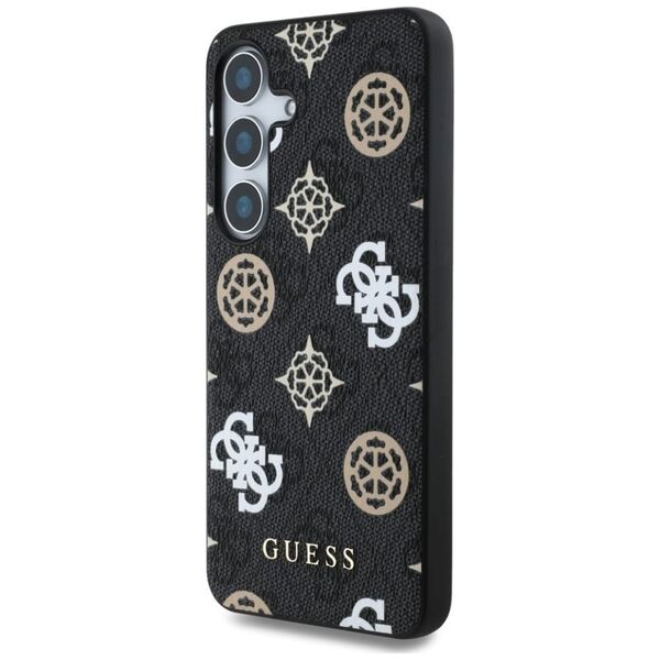 Guess 4G Printed Colored Peony Pattern MagSafe case for Samsung Galaxy S25 black
