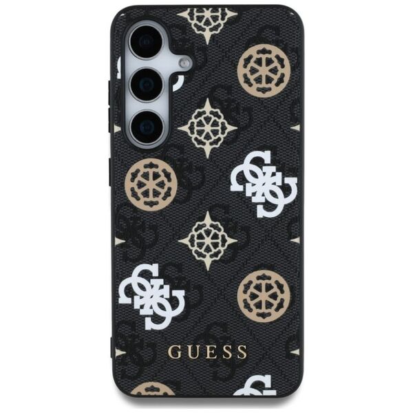 Guess 4G Printed Colored Peony Pattern MagSafe case for Samsung Galaxy S25 black