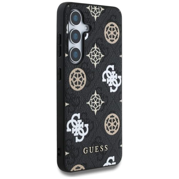 Guess 4G Printed Colored Peony Pattern MagSafe case for Samsung Galaxy S25 black