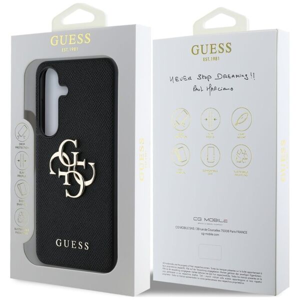 Guess Grained Big 4G Logo Small Classic Logo case for Samsung Galaxy S25 Plus black