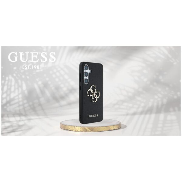Guess Grained Big 4G Logo Small Classic Logo case for Samsung Galaxy S25 Plus black