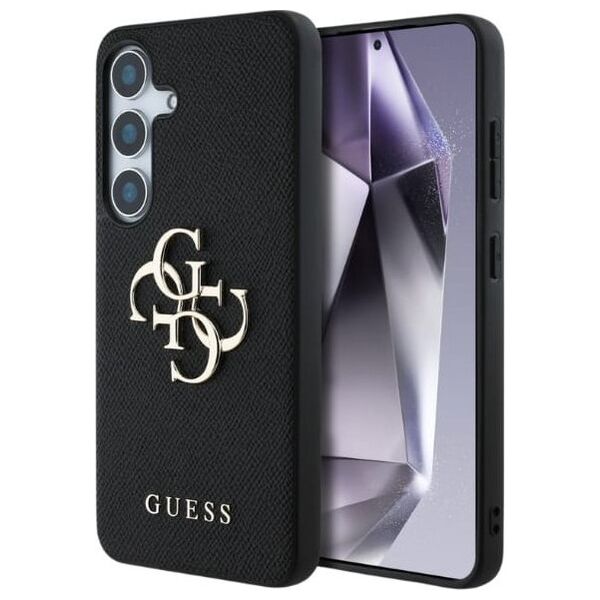 Guess Grained Big 4G Logo Small Classic Logo case for Samsung Galaxy S25 Plus black