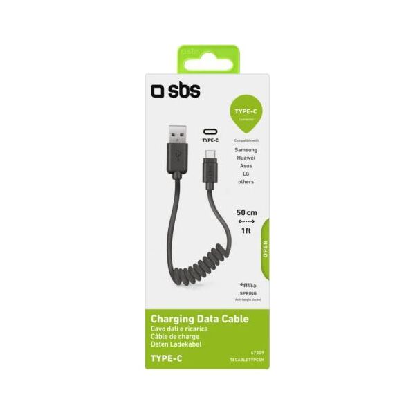 Kabel USB SBS Mobile USB-A - USB-C 0.5 m Czarny (TECABLETYPCSK)
