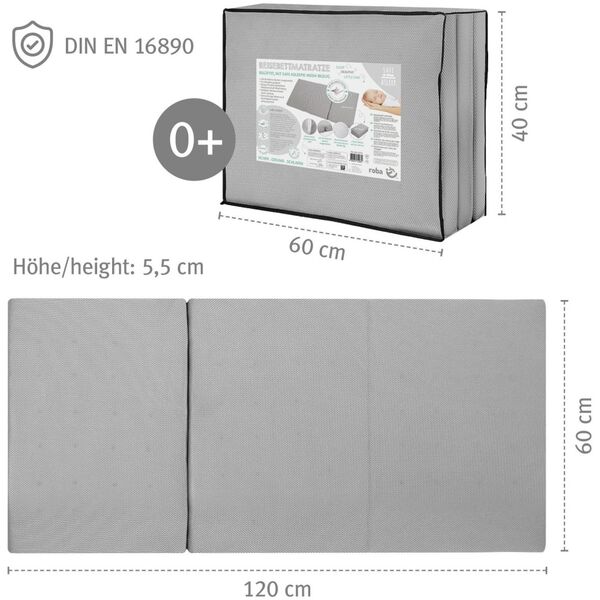 Roba ROBA travel bed mattress 60 x 120 x 5.5 cm SAFE ASLEEP(r), 0272