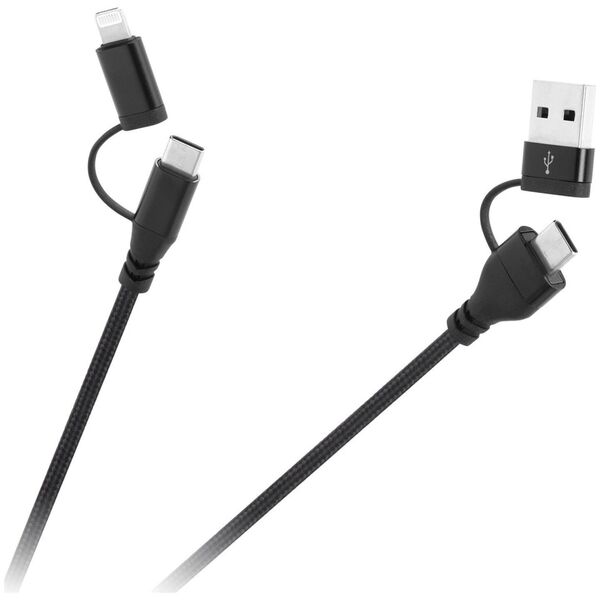 Kabel wtyk USB A/C - wtyk USB C/lightning (2+2) 1m