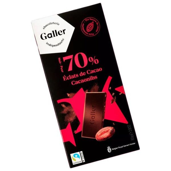 Chocolate tablet Galler Dark Cocoa Nibs, 80 g