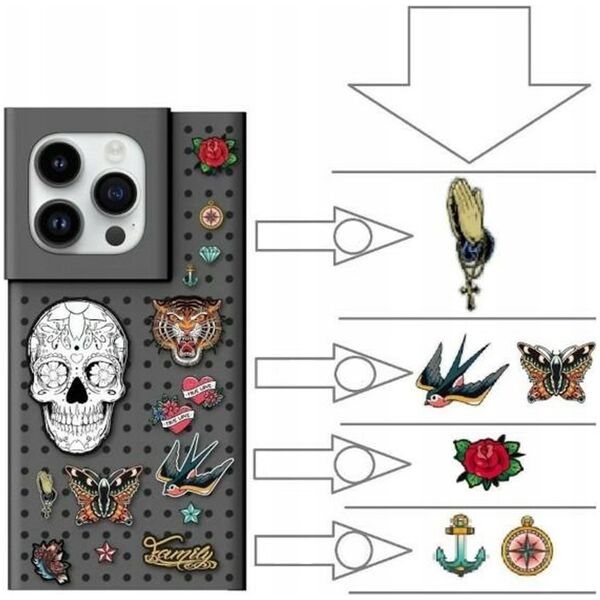 Pinit Pinit Dynamic + Tattoo Pin Case Σετ iPhone 14 Plus 6,7" μαύρο/μαύρο μοτίβο 2 13002127 5905359817482