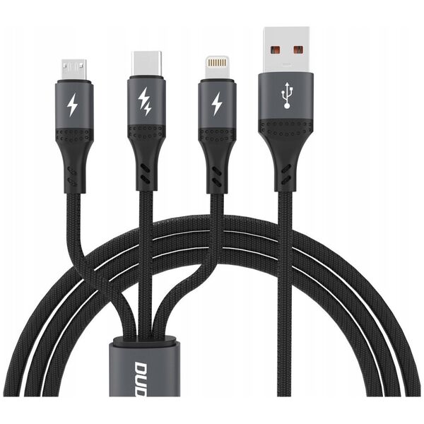 Kabel USB Dudao Kabel Dudao L3E 3 w 1 60W MicroUSB USB-C Lightning 1,2m - czarna