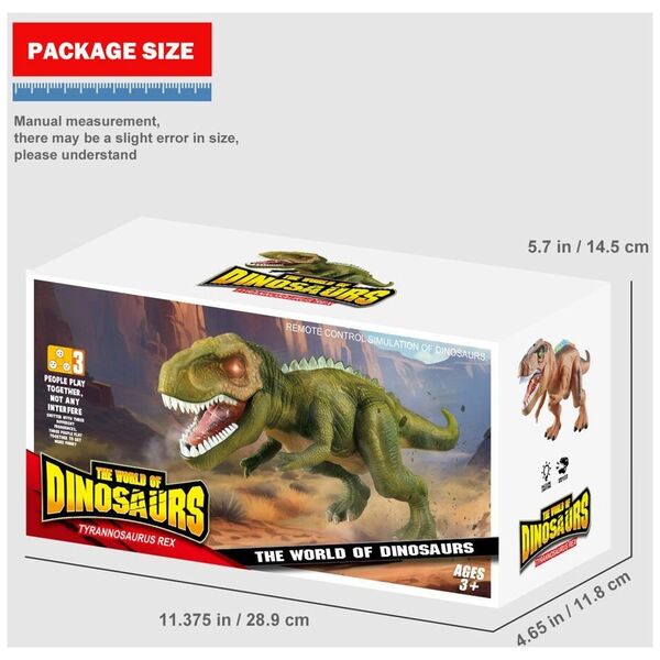 Dinozaur T-Rex Zdalnie Sterowany RC Światła Dźwięk LEAN Toys
