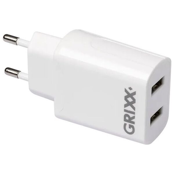 Grixx Grixx Power Adapter 220V White Dual USB A 14405895 8718375458914