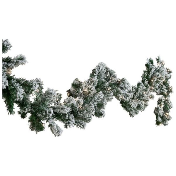 Kunstig granguirlande 270 cm med lys og sne, batteri (780-013)