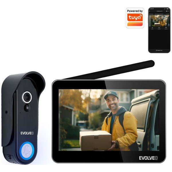 EVOLVEO DoorPhone W7, εξοπλισμένο με ασύρματο βιντεοτηλέφωνο με WiFi, μαύρη οθόνη 14435256 8595683204613