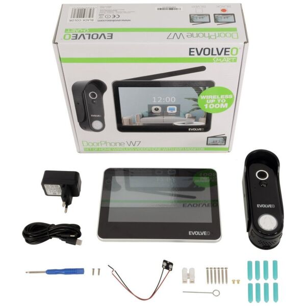 EVOLVEO DoorPhone W7, εξοπλισμένο με ασύρματο βιντεοτηλέφωνο με WiFi, μαύρη οθόνη 14435256 8595683204613