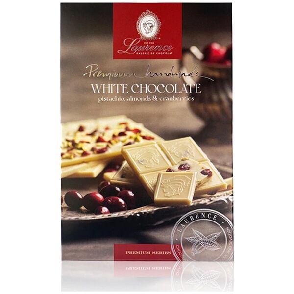 White chocolate with pistachios, almonds and cranberries Laurence, 85 g