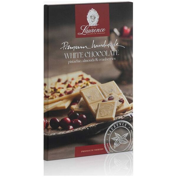 White chocolate with pistachios, almonds and cranberries Laurence, 85 g