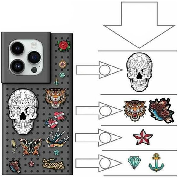 Σετ θήκης Pinit Pinit Dynamic + Καρφίτσα τατουάζ iPhone 14 Plus 6,7" μαύρο/μαύρο μοτίβο 3 13002128 5905359817499