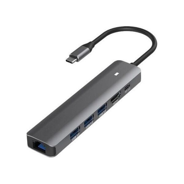 Προσαρμογέας USB Extra Digital Adapteris USB Type-C - HDMI, LAN, 3x USB 3.0 Type-A, USB Type-C PD100W 13223931 9990000913909