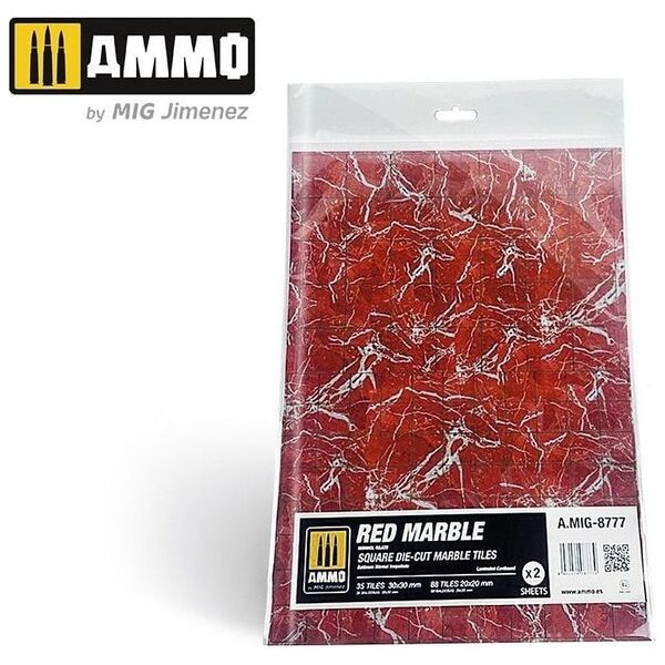 Vallejo Ammo: Red Marble - Square Die-Cut Marble Tiles (2) 13959061 8432074087779