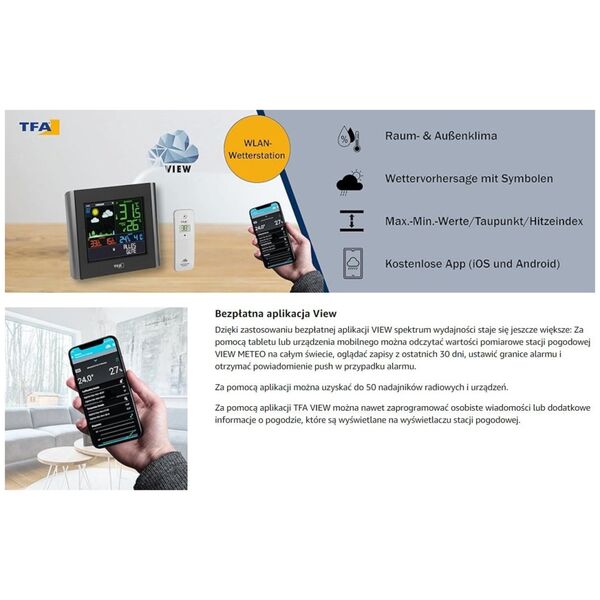Μετεωρολογικός σταθμός TFA TFA 35.8000.01 ΠΡΟΒΟΛΗ METEO WLAN Ραδιοφωνικός Μετεωρολογικός Σταθμός 11098853 4009816035592
