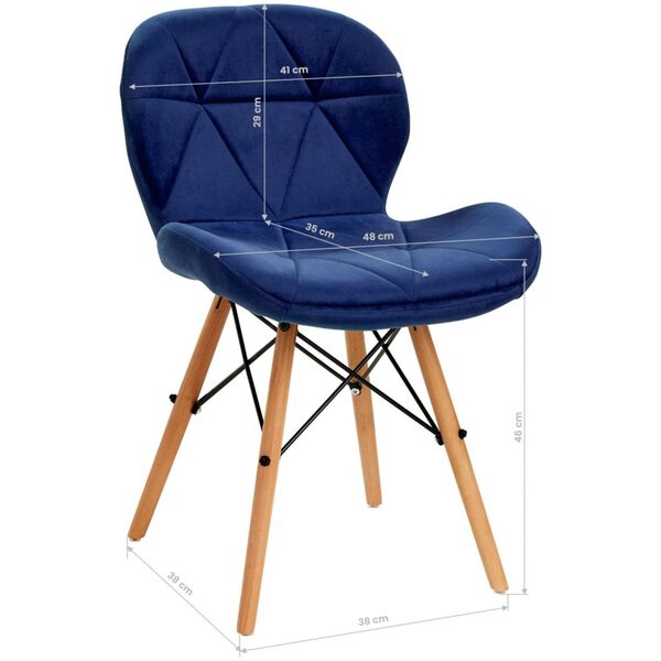Activeshop 4Rico Krzesło skandynawskie QS-186 aksamit granatowe