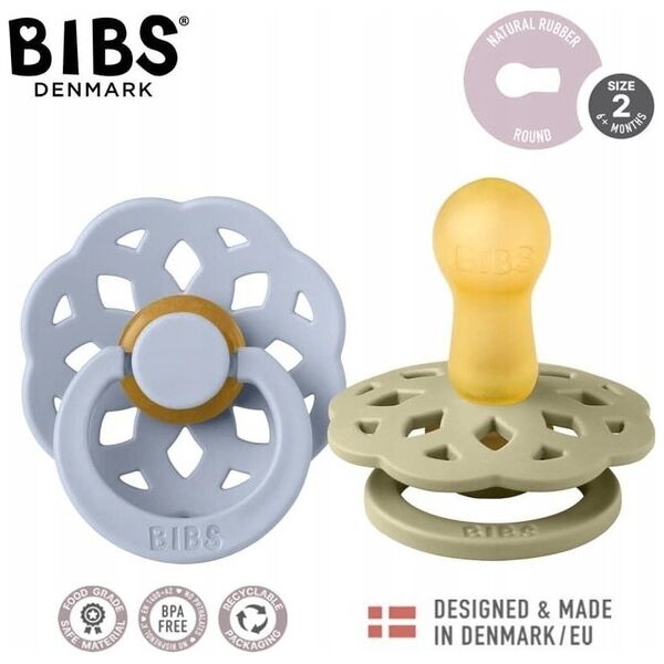 Σαλιάρες BIBS BOHEME 2-PACK KHAKI & DUSTY BLUE M Hevea Rubber Soother 11461008 5713795236725