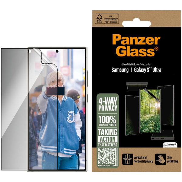 PanzerGlass Eco Matrix Ultra-Wide Fit Privacy Glass for Samsung Galaxy S25 Ultra