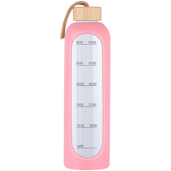 Butelka szklana KiCA Hydro Glass 1000 ml - różowa.