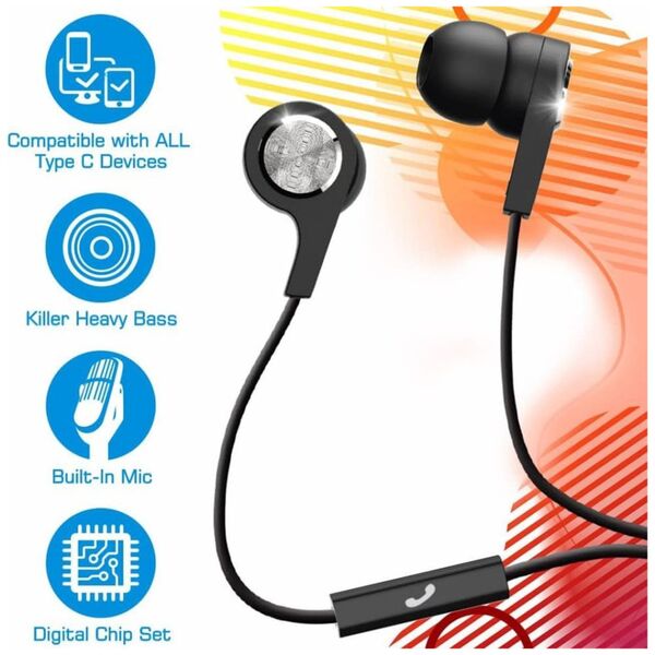 MAXELL USB-C EARPHONES SQUARE+  BLACK 348566