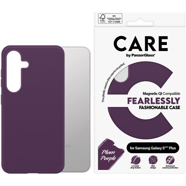 CARE Fashionable Case Plum Purple w. QI Galaxy S25 Plus