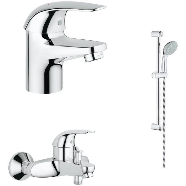 Grohe Bathroom set GROHE EUROECO, bathtub and washbasin faucets, "Tempesta 100" hand shower, hose
