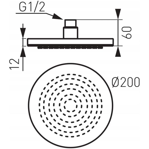 Słuchawka prysznicowa Ferro Shower head FERRO RONDO DSN01, D-200 mm, with ball connection, chrome