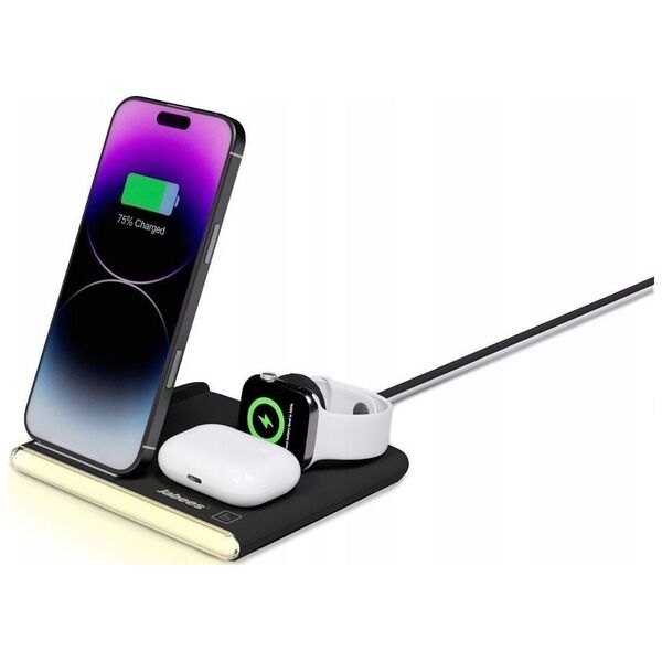 Jabees PowerGlow 4w1 Ładowarka QI na Telefon Smartwatch Słuchawki Lampa LED / Czarny