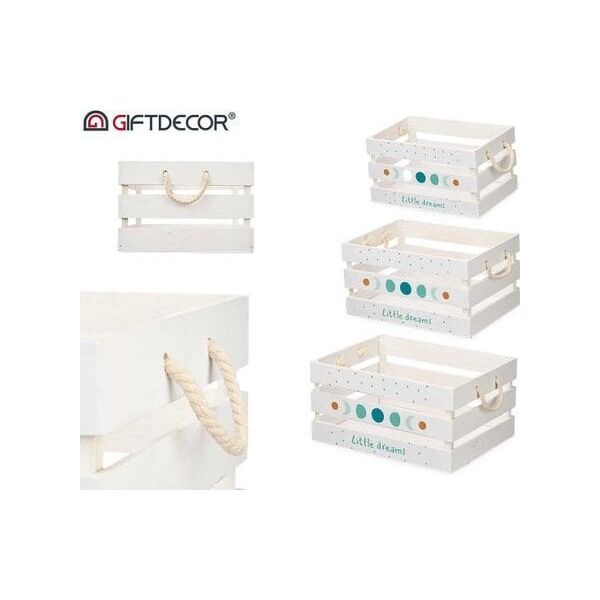 Giftdecor Ξύλινα λευκά κουτιά με χερούλια MOON, 3 τεμαχίων 14195232 8430852654830
