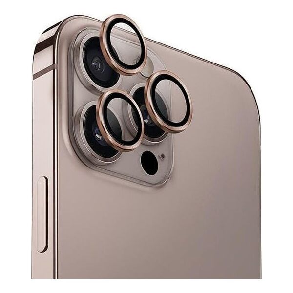 Uniq UNIQ Optix Aluminium Camera Lens Protector iPhone 16 Pro 6.3" / 16 Pro Max 6.9" taupe gold szkło na obiektyw aparatu z aplikatorem