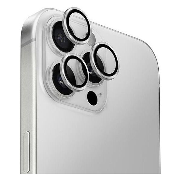 Uniq UNIQ Optix Aluminium Camera Lens Protector iPhone 16 Pro 6.3" / 16 Pro Max 6.9" sterling silver szkło na obiektyw aparatu z aplikatorem