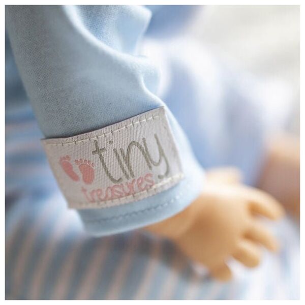 TINY TREASURES, Blue Bear Doll, Brown Hair
