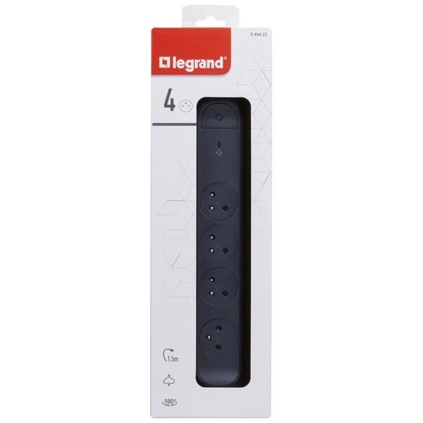 Legrand Przedłużacz z ochronnikiem 4X2P+Z 1.5M-C/G Legrand 049423 himp
