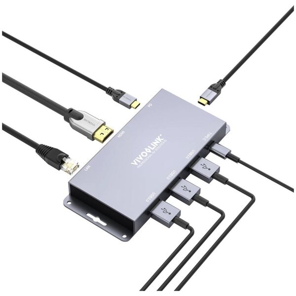 HUB USB VivoLink Vivolink VLUSBCHUB2 huby i koncentratory USB 3.2 Gen 2 (3.1 Gen 2) Type-C 10000 Mbit/s Szary