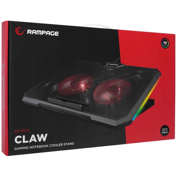 Rampage AD-RC12 GameZone Podstawka chłodząca pod laptop 5-17" RGB regulowana