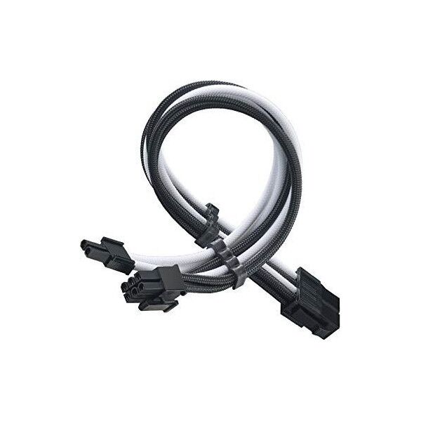 SilverStone SilverStone PP07E-PCIBW 8-Pin-PCIe auf 6+2-Pin-PCIe Verlängerung, 250mm - Schwarz/Weiß