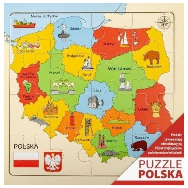 Puzzle Mapa drewniane 25x25cm