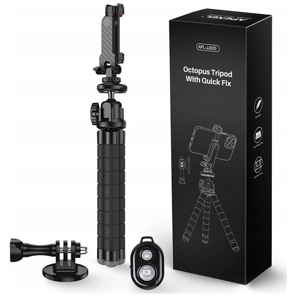 Statyw Apexel Giętki Statyw Elastyczny 3w1 Uchwyt Pilot Bluetooth Do Telefonu Smartfona / Aparatu Dslr / Kamery Gopro Sjcam Xiaomi Dji Insta360 / Apl-jj025