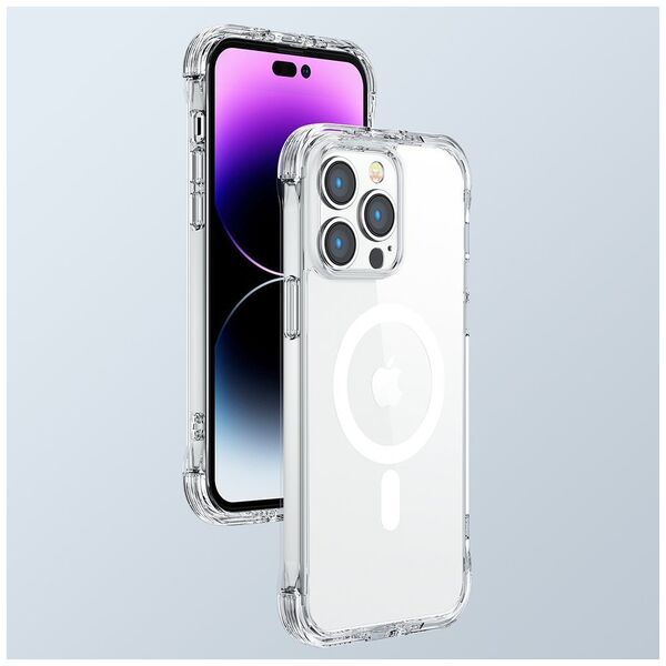 Joyroom Joyroom Magnetic Defender magnetyczne etui do iPhone 14 Pro pancerny pokrowiec z haczykami podstawką przezroczysty (kompatybilne z MagSafe)
