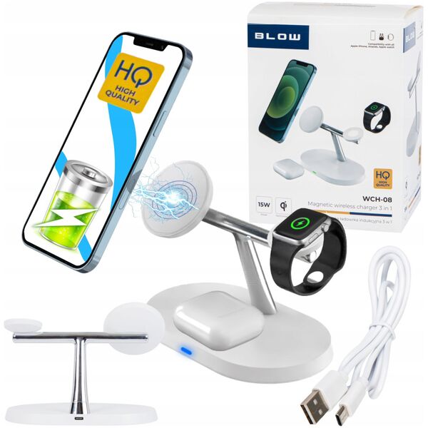 Ładowarka Blow Ładowarka sieciowa indukcyjna 15W WCH-08 do Iphone Apple Watch