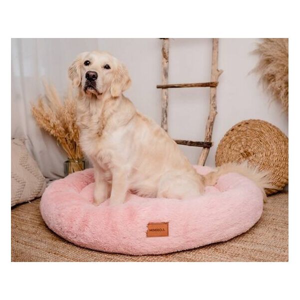 Mimikoko MIMIKO Pets Legowisko Shaggy okrągłe XXL 100cm różowe